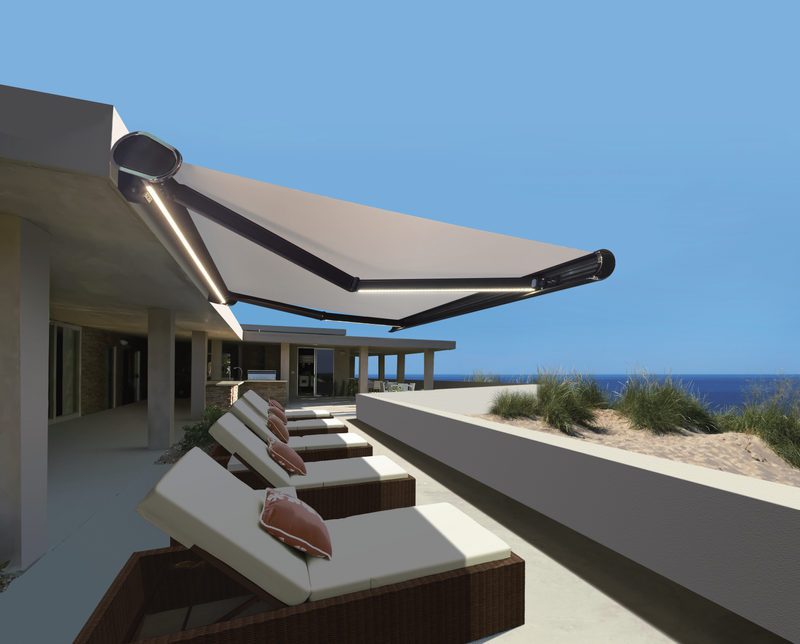 Retractable awning shading a terrace